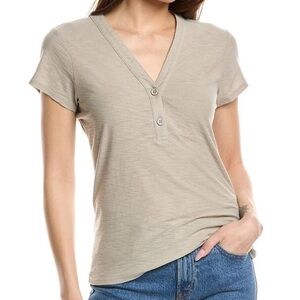NEW James Perse V Neck Cotton Modal Henley Short Sleeve Tee JP Size 0, US XS